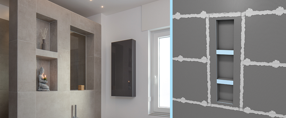 clear glass for shower niche  Tile shower niche, Shower niche, Bathroom  niche