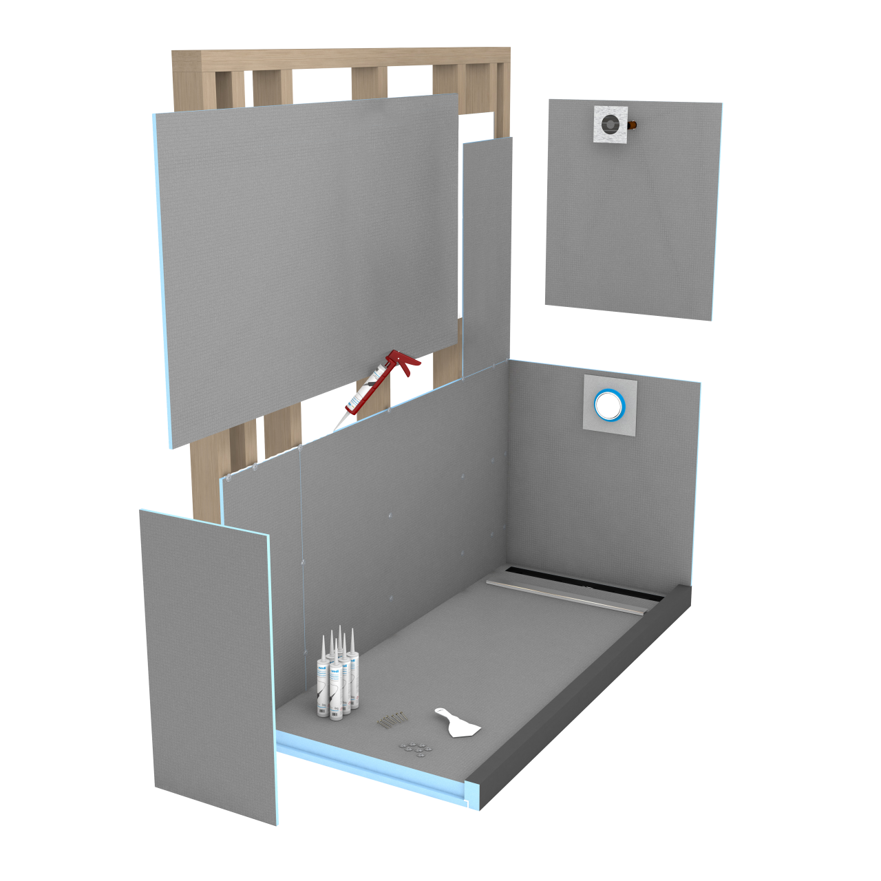 Fundo Riolito Kit curbless linear drain wedi America