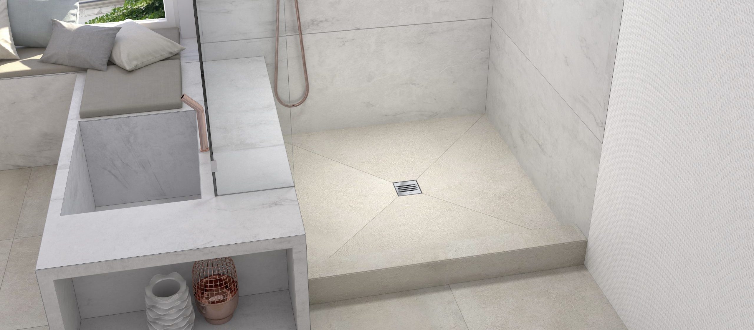 Wedi Fundo Primo Shower Base w/ Click and Seal Drain Unit